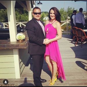 A Bebe low to high dress! Hot pink